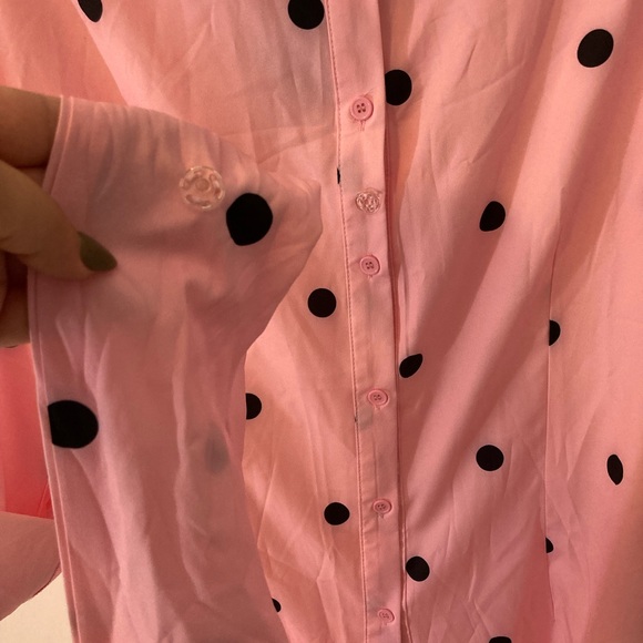 FHQ Collection Long Sleeved Pink Polka Dot Shirt with Removable Bow Size 2XL NWT - Picture 11 of 16